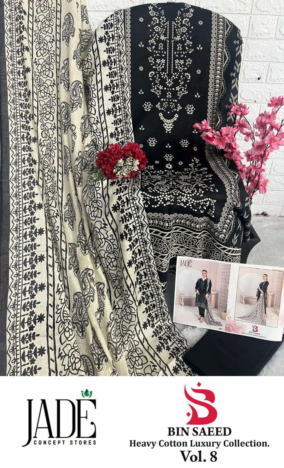 JADE BIN SAEED HEAVY COTTON LUXURY COLLECTION VOL 8 LAWN COTTON SUIT