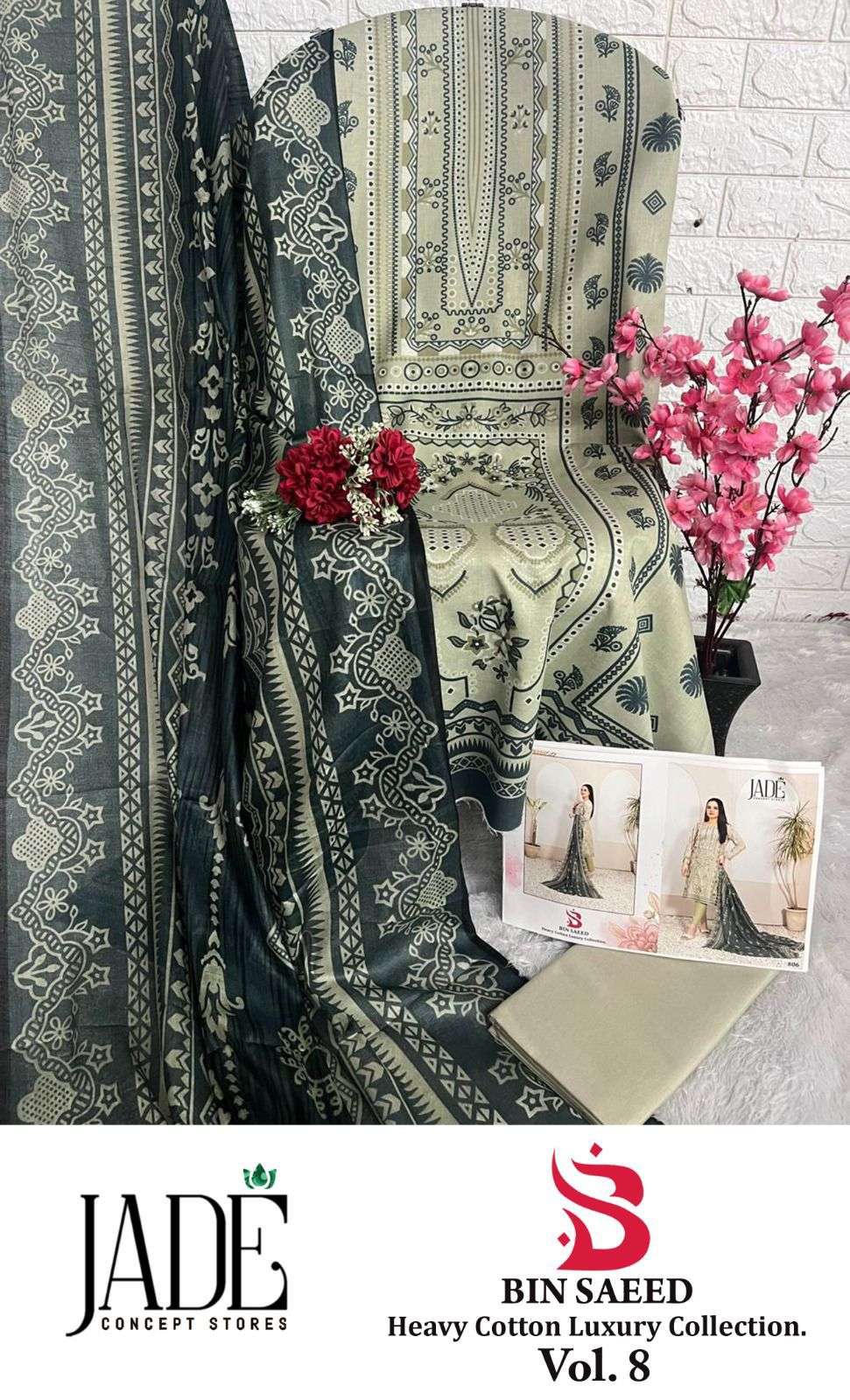 JADE BIN SAEED HEAVY COTTON LUXURY COLLECTION VOL 8 LAWN COTTON SUIT