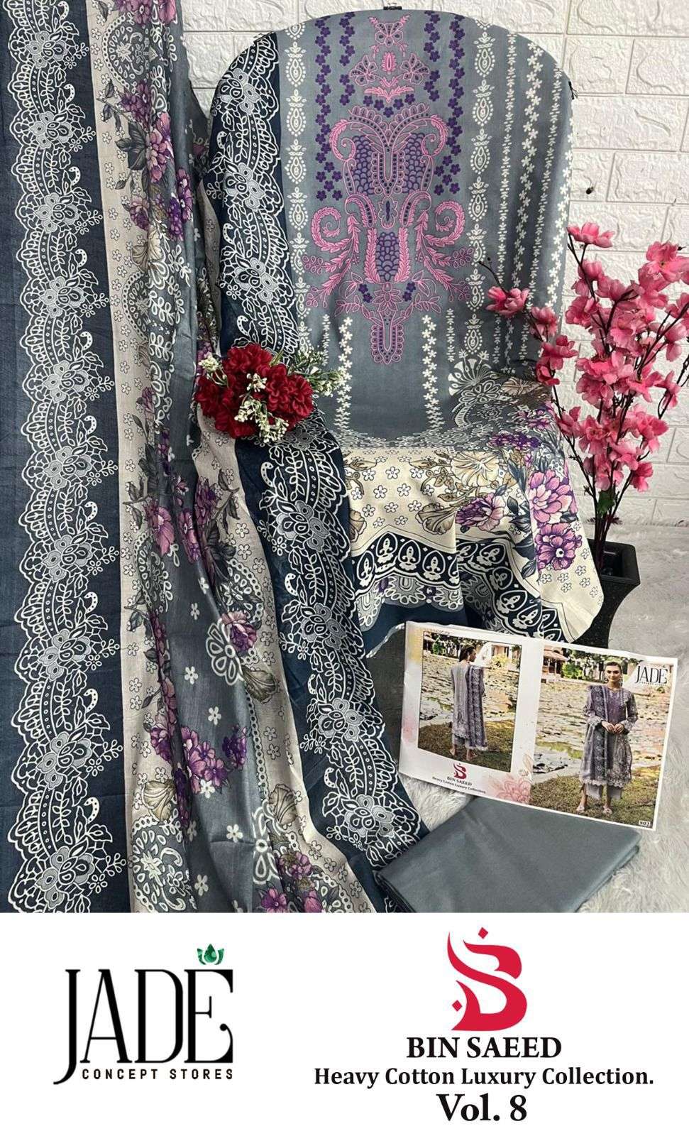 JADE BIN SAEED HEAVY COTTON LUXURY COLLECTION VOL 8 LAWN COTTON SUIT