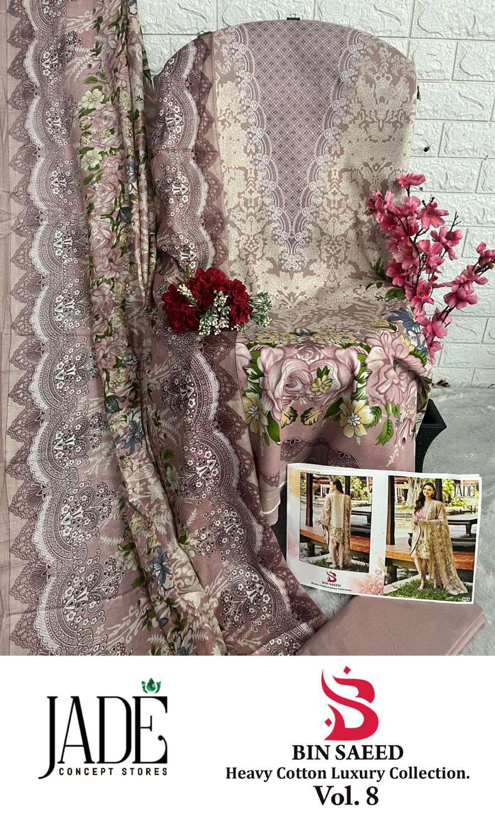 JADE BIN SAEED HEAVY COTTON LUXURY COLLECTION VOL 8 LAWN COTTON SUIT
