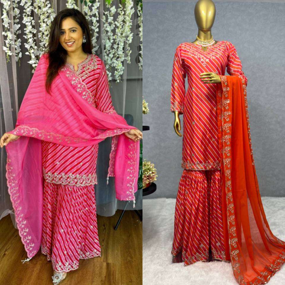 JD 558 DESIGNER KURTI WITH SHARARA AND DUPATTA SET 