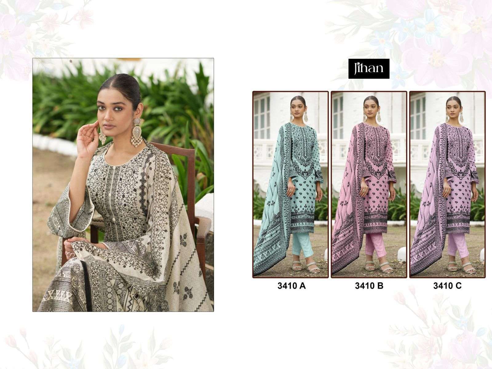 JIHAN PRESENT BIN SAEED DESIGN NO 3410 SELF EMBROIDERY PAKISTANI SUIT
