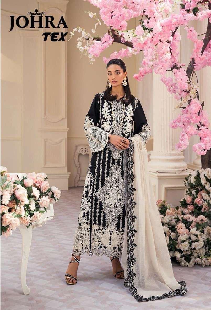 JOHRA TEX DESIGN NO JT-147  HEAVY EMBROIDERED WITH MOTI WORK PARTY WEAR SUIT 