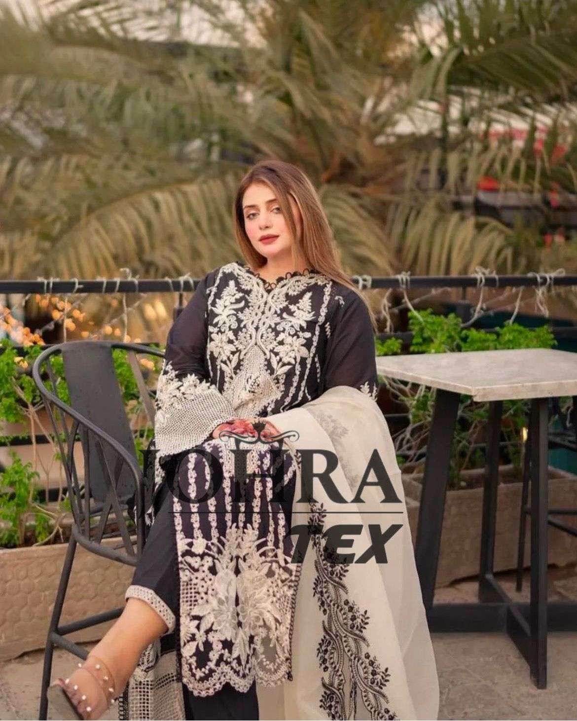 JOHRA TEX DESIGN NO JT-147  HEAVY EMBROIDERED WITH MOTI WORK PARTY WEAR SUIT 