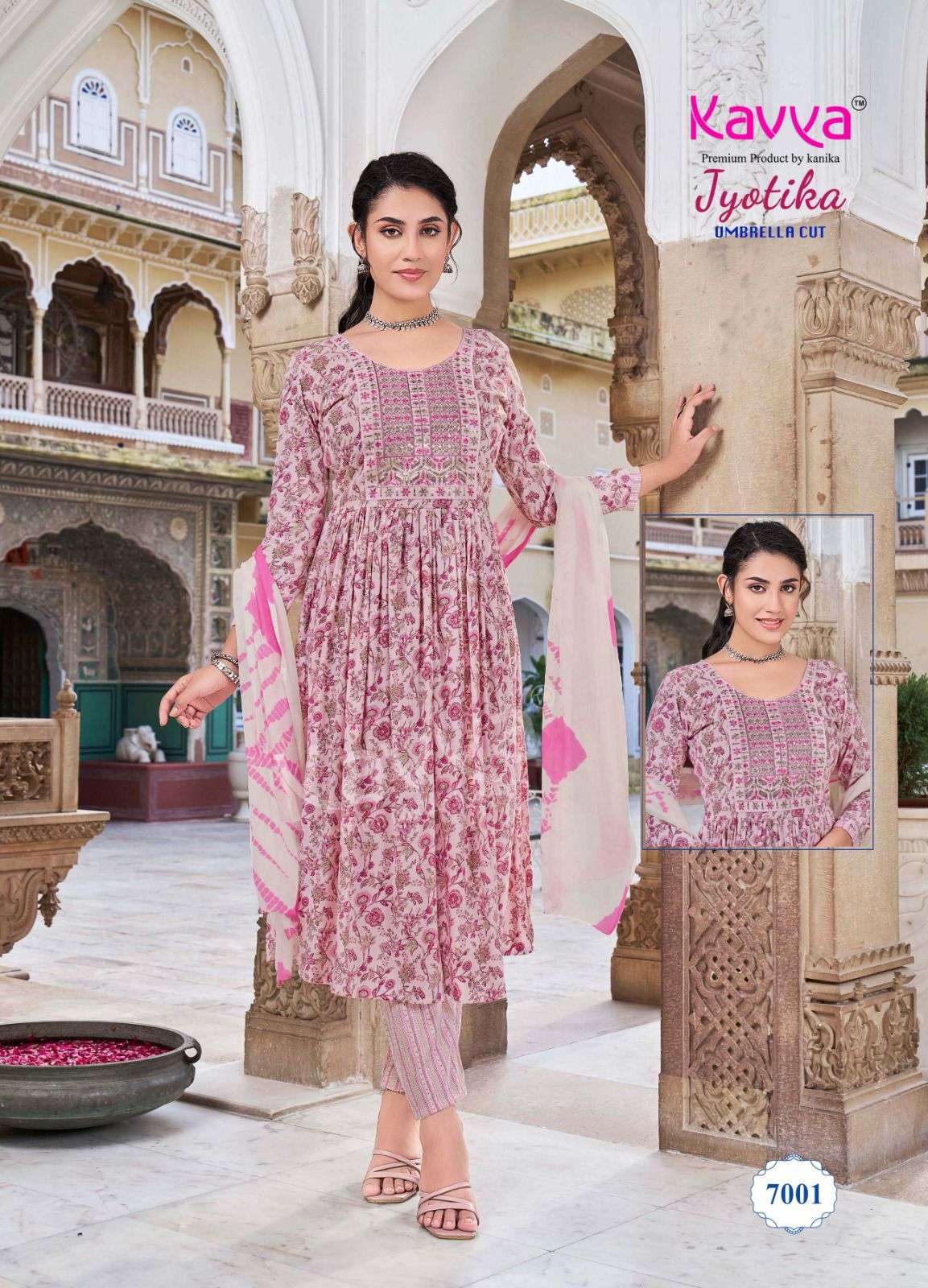  KAVYA JYOTIKA VOL 7 UMBRELLA CUT PATTERN KURTI COMBO SET 