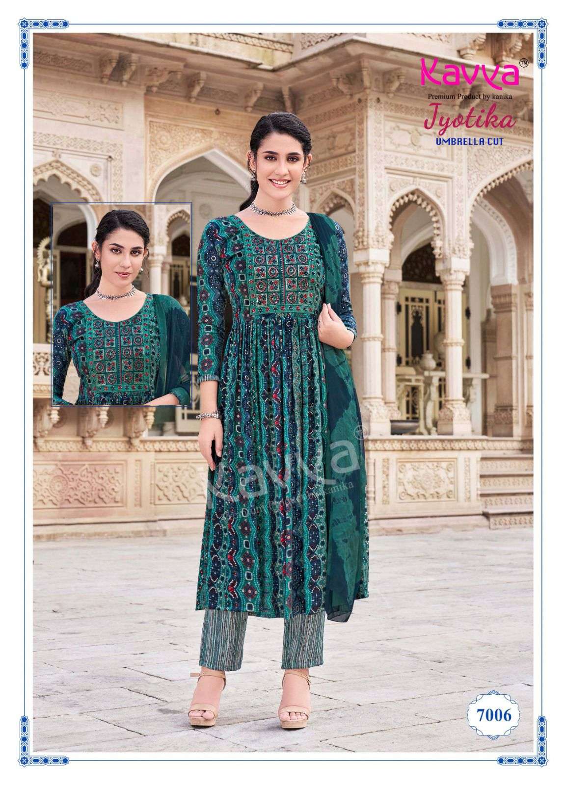  KAVYA JYOTIKA VOL 7 UMBRELLA CUT PATTERN KURTI COMBO SET 