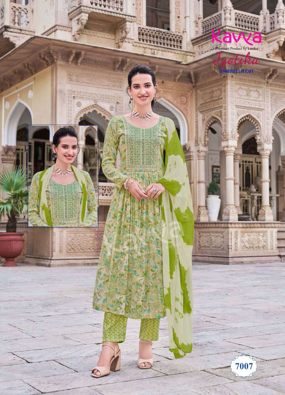  KAVYA JYOTIKA VOL 7 UMBRELLA CUT PATTERN KURTI COMBO SET 