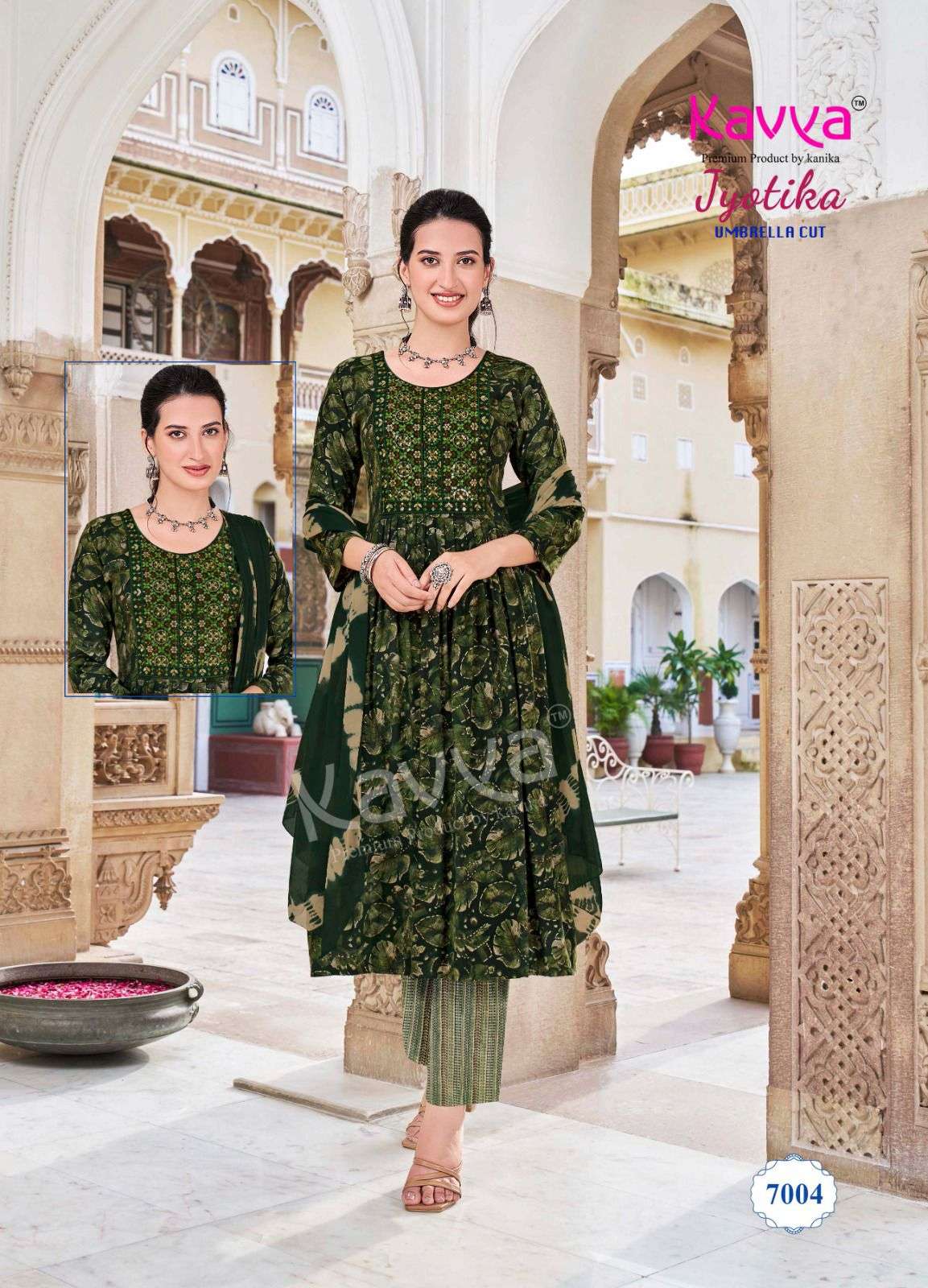  KAVYA JYOTIKA VOL 7 UMBRELLA CUT PATTERN KURTI COMBO SET 