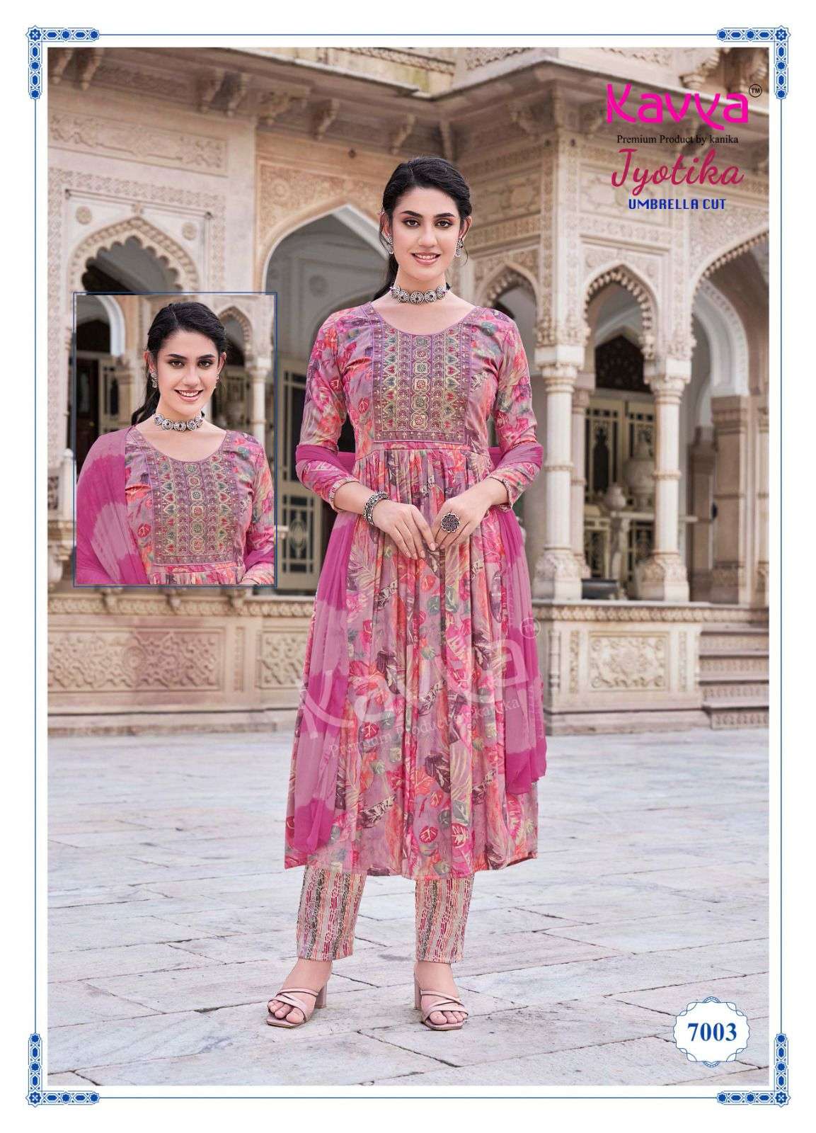  KAVYA JYOTIKA VOL 7 UMBRELLA CUT PATTERN KURTI COMBO SET 