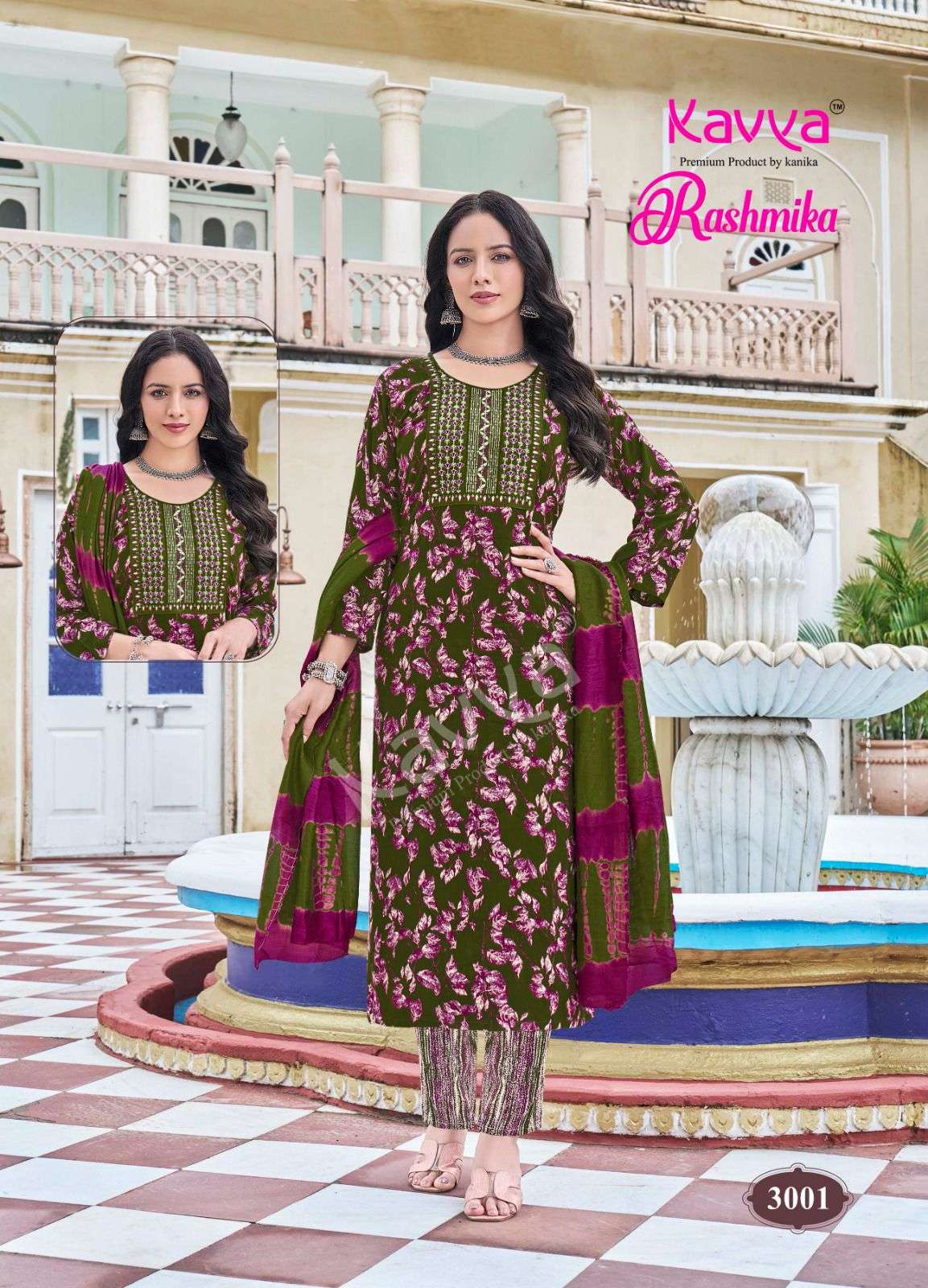 KAVYA RASHMIKA VOL 3 RAYON PRINTED KURTI COMBO SET 