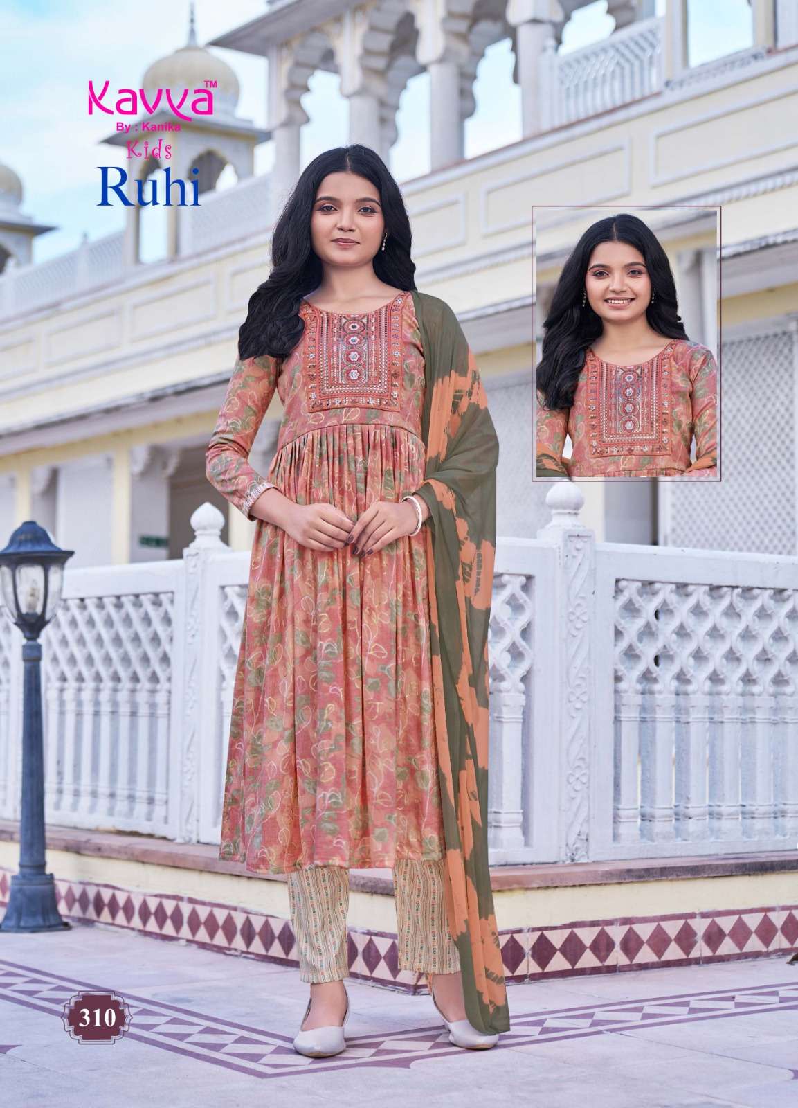 KAVYA RUHI VOL 3 UMBRELLA CUT PATTERN KIDS KURTI COMBO SET 