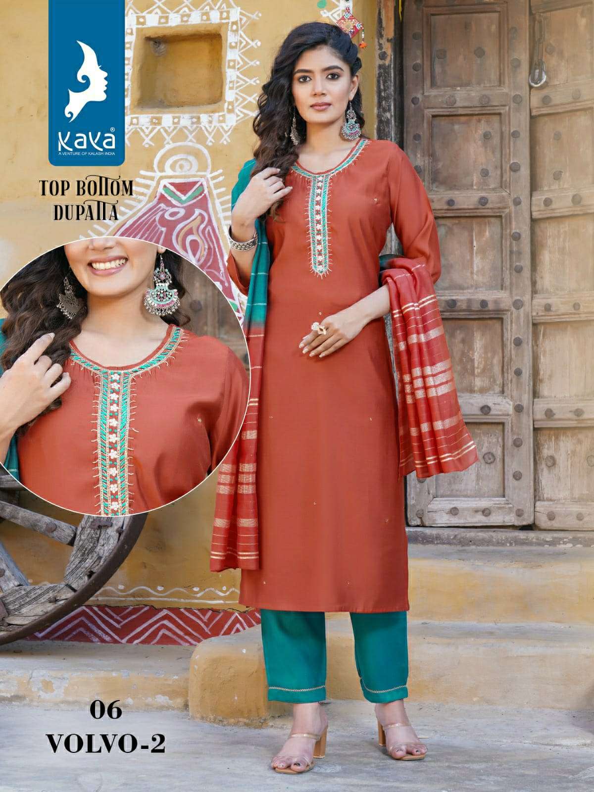KAYA VOLVO VOL 2 SILK FANCY WORK KURTI COMBO SET 