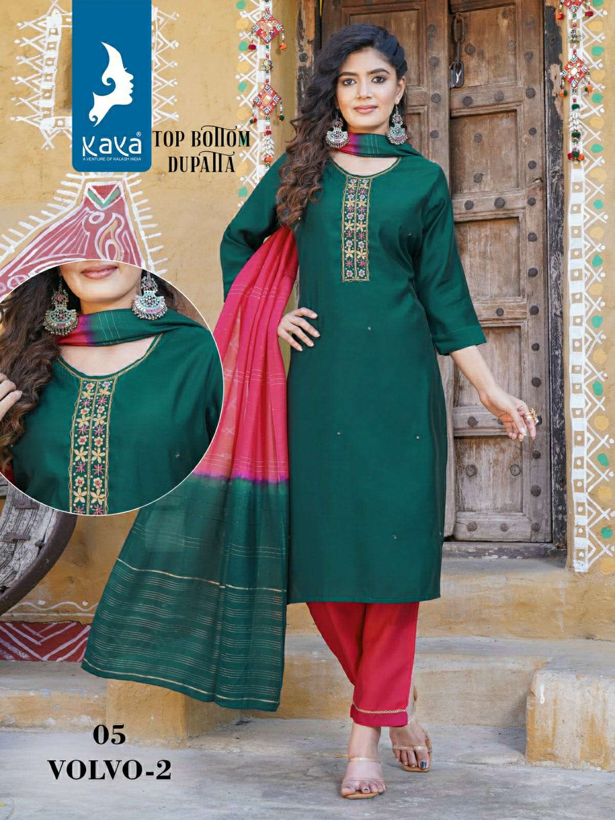 KAYA VOLVO VOL 2 SILK FANCY WORK KURTI COMBO SET 