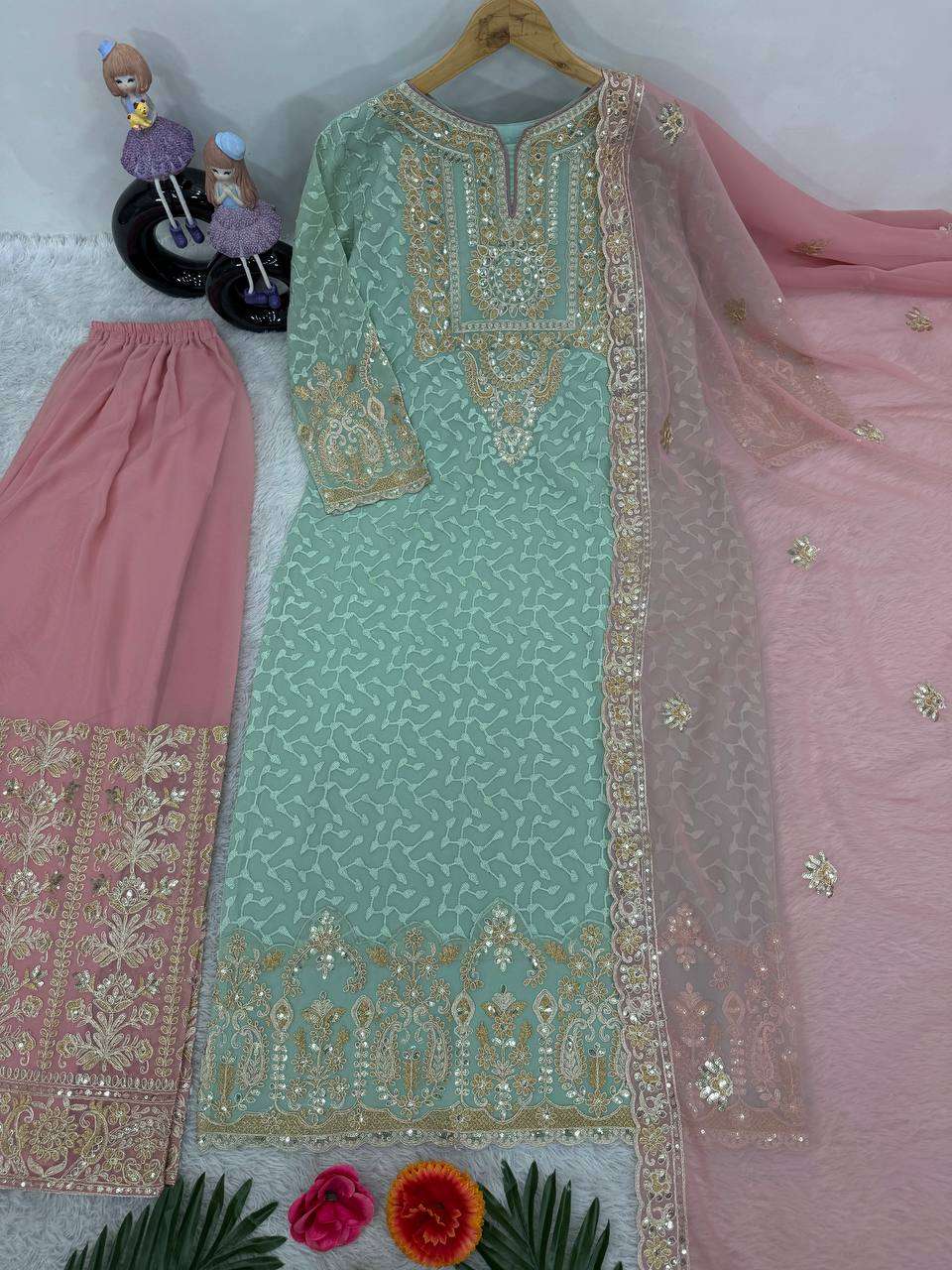 KF 1657  HEAVY EMBROIDERED SHARARA SUIT