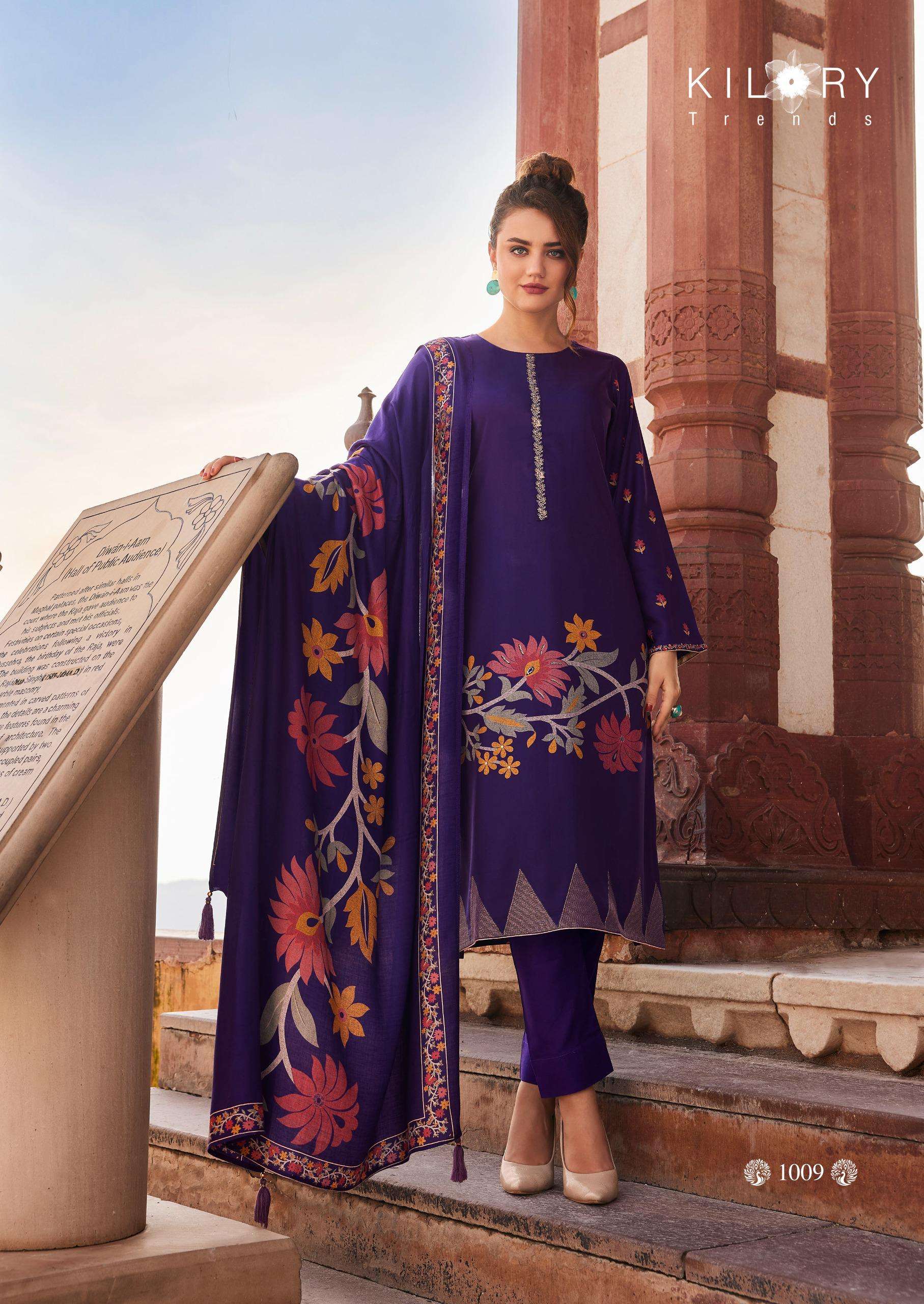 KILORY TRENDZ CRYSTAL PASHMINA DESIGNER WORK SUIT