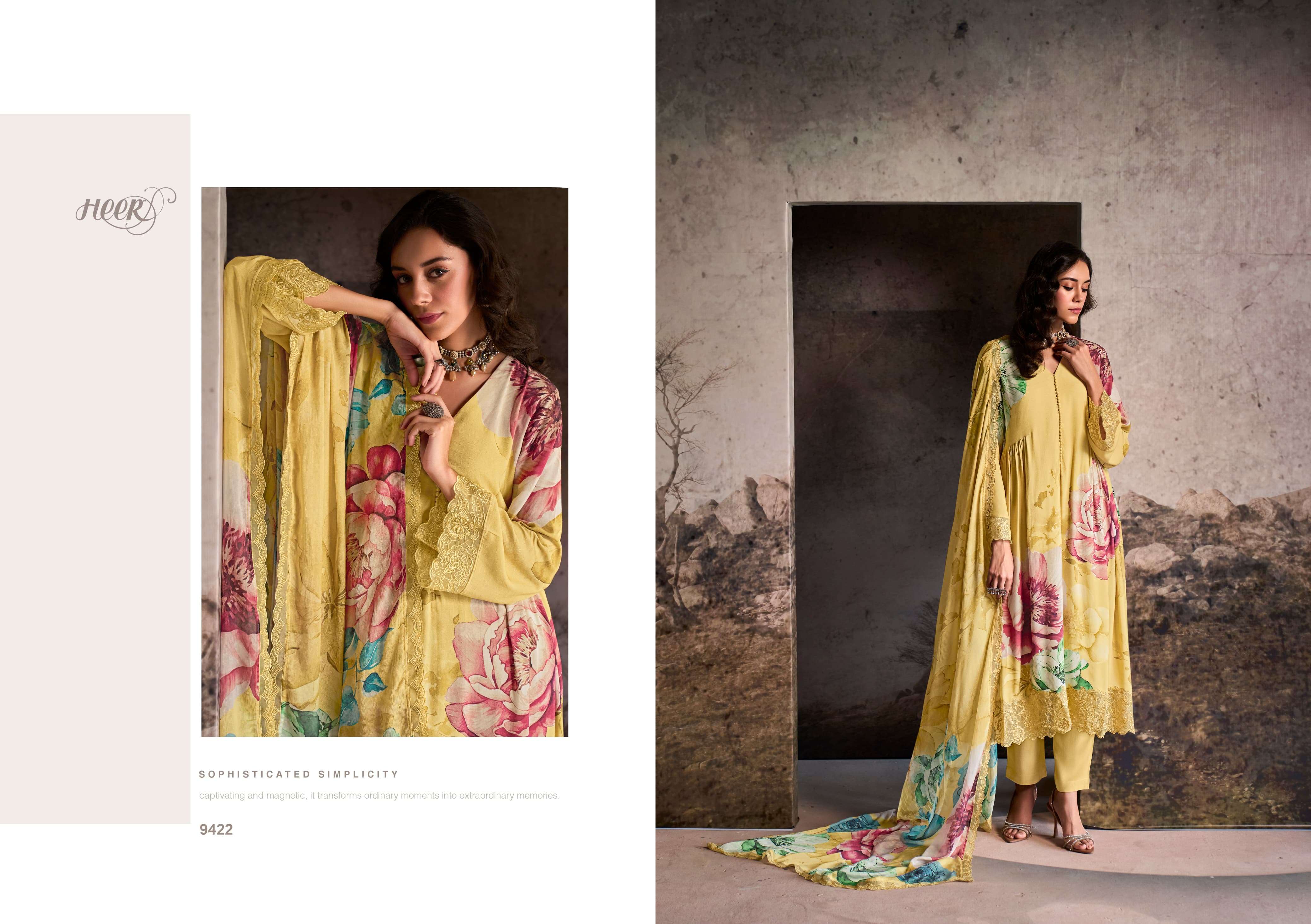 KIMORA HEER NILOFER MUSLIN DIGITAL PRINTS WITH EMBROIDERY DESIGNER SUIT