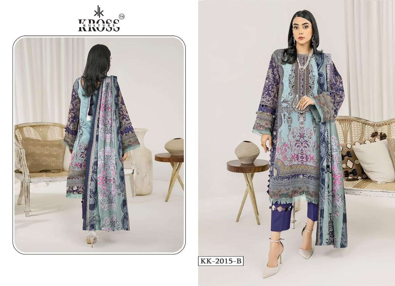 KROSS KULTURE DESIGN NO - 2015 COTTON PRINTED SUIT