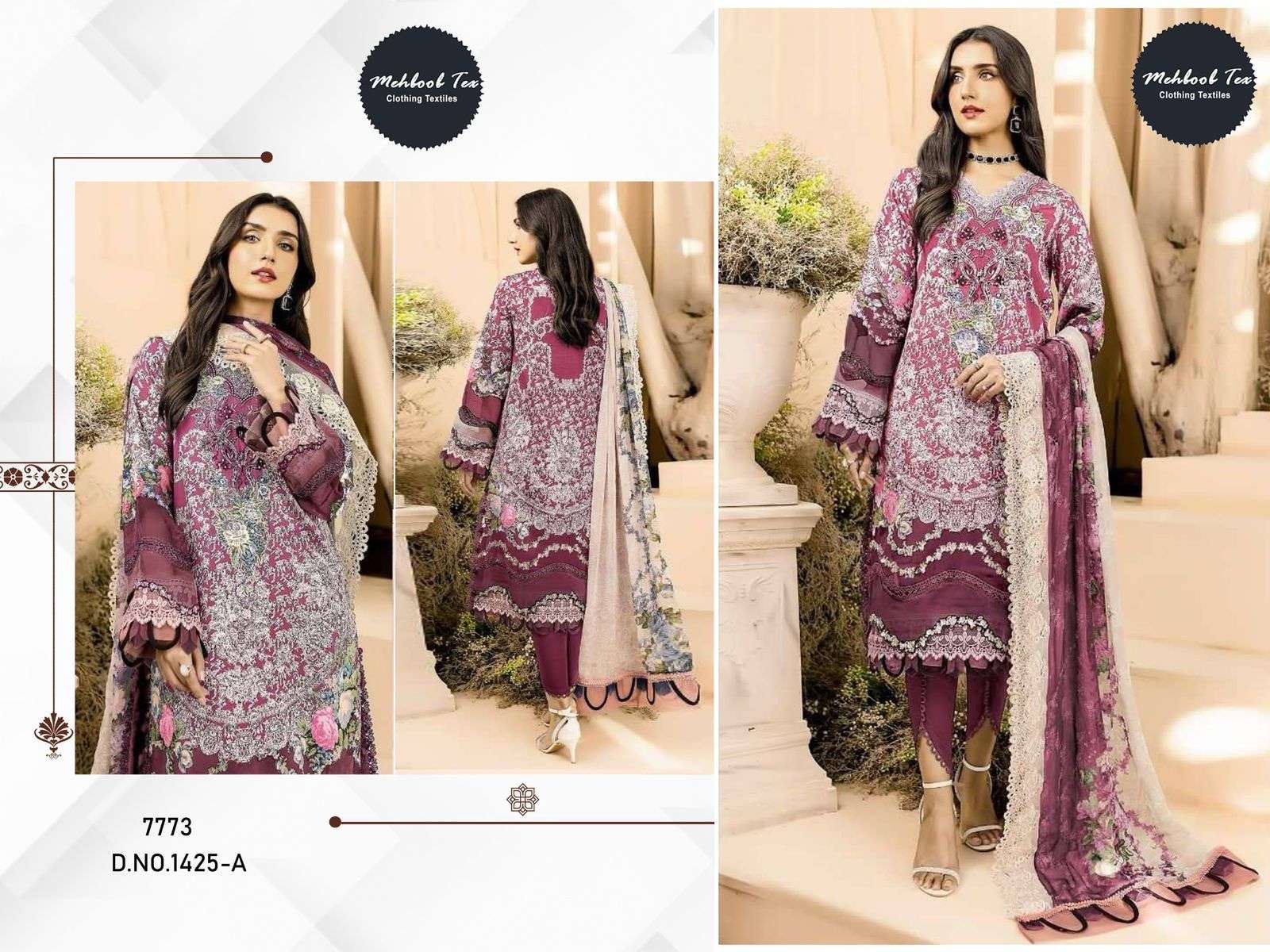 MEHBOOB TEX   DESIGN.NO - 1425 AB EDITION FIRDOSE BEST PATCH PAKISTANI SUIT 