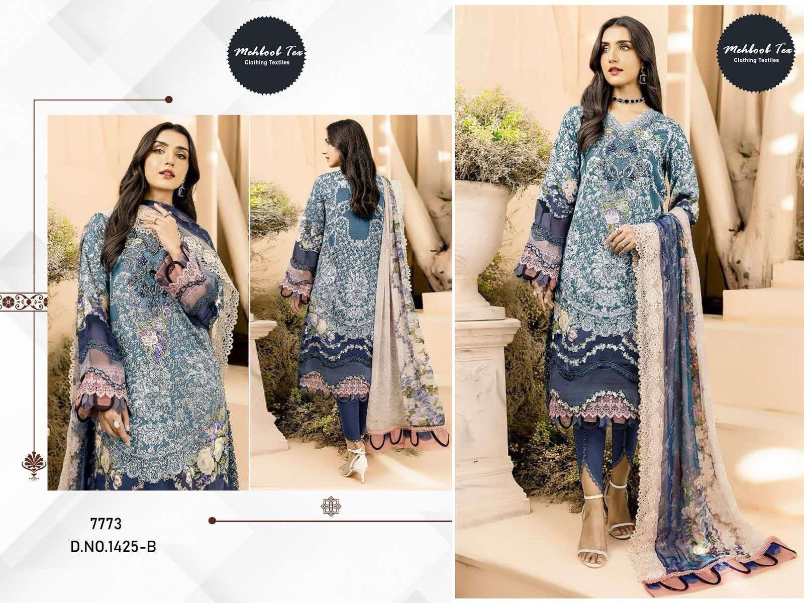 MEHBOOB TEX   DESIGN.NO - 1425 AB EDITION FIRDOSE BEST PATCH PAKISTANI SUIT 