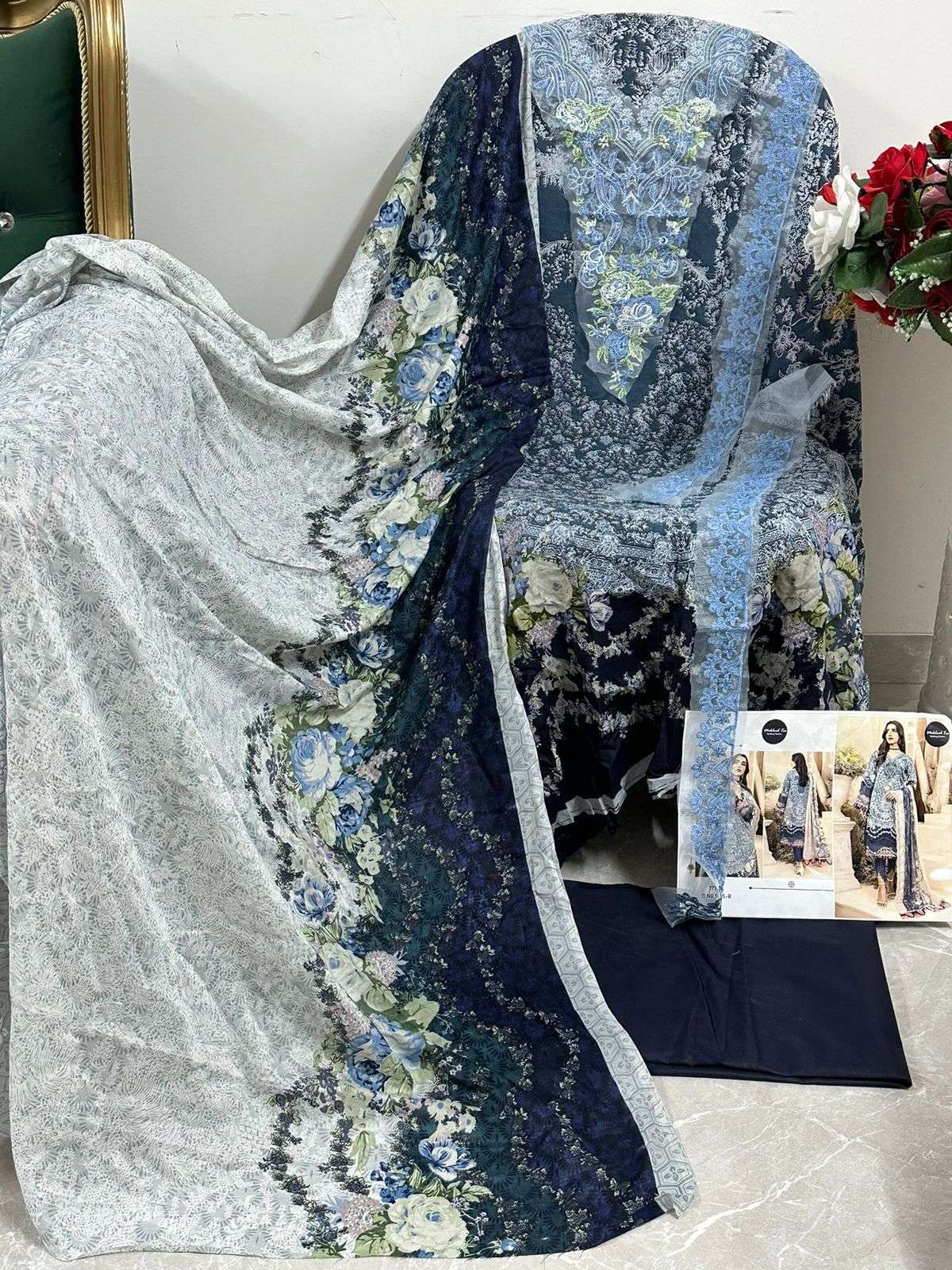 MEHBOOB TEX   DESIGN.NO - 1425 AB EDITION FIRDOSE BEST PATCH PAKISTANI SUIT 