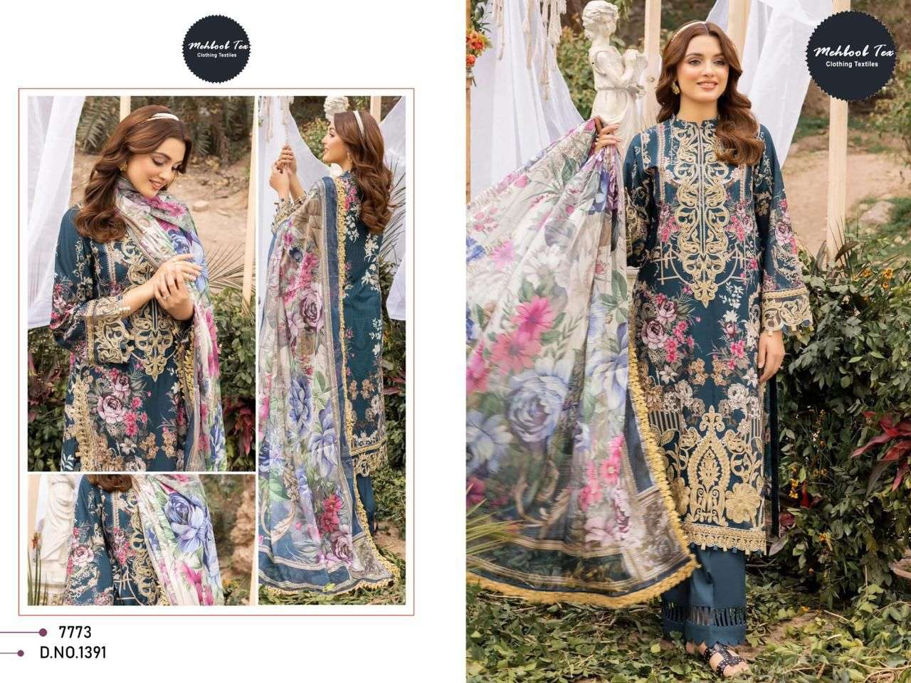 MEHBOOB TEX LAWAN COLLECTION ADAN LIBAS VOL 1 7773 DESIGN NO - 1391HEAVY EMBROIDERY PARTY WEAR SUIT