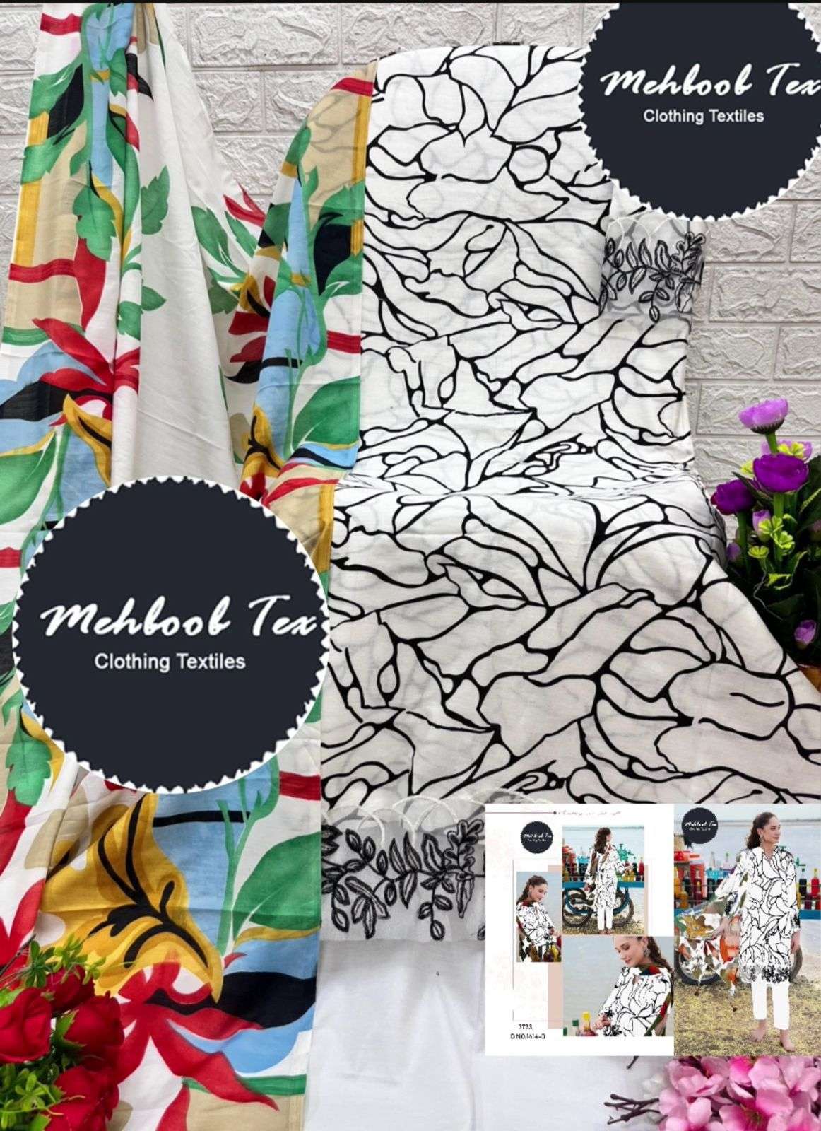 MEHBOOB TEX M.BASIC DESIGN NO - 1414 ABE COLOUR EDITION PURE COTTON PAKISATANI SUIT