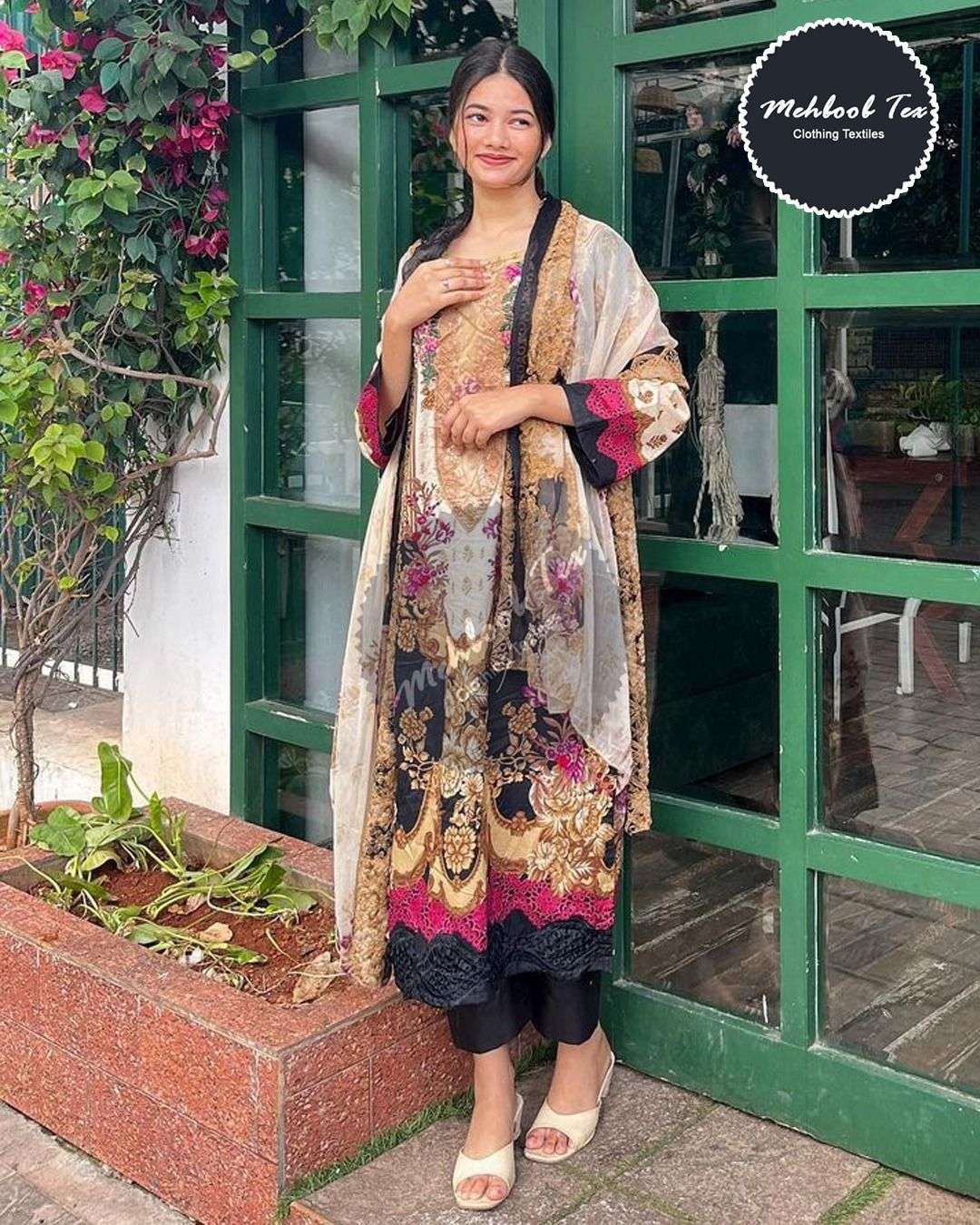 MEHBOOB TEX SANA SAFINZ NEDDEL DESIGN NO - 1091 LAWN PAKISTANI SUIT 