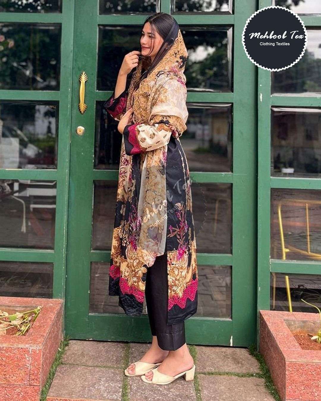 MEHBOOB TEX SANA SAFINZ NEDDEL DESIGN NO - 1091 LAWN PAKISTANI SUIT 