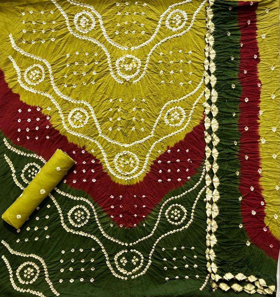 MF 3D BANDHEJ SATIN COTTON DRESS MATERIAL