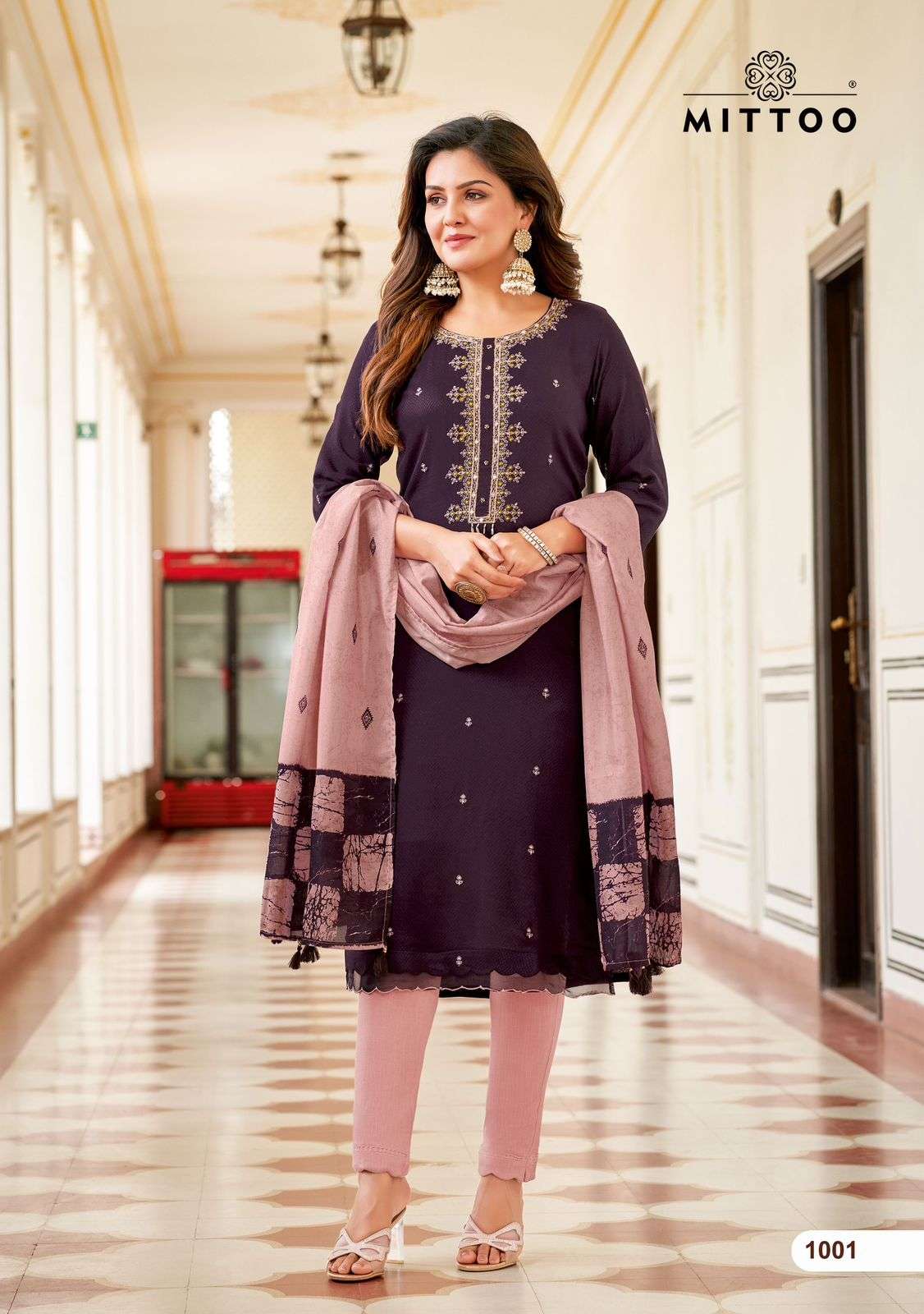 MITTOO APSARA VISCOSE FANCY WORKS KURTI COMBO SET
