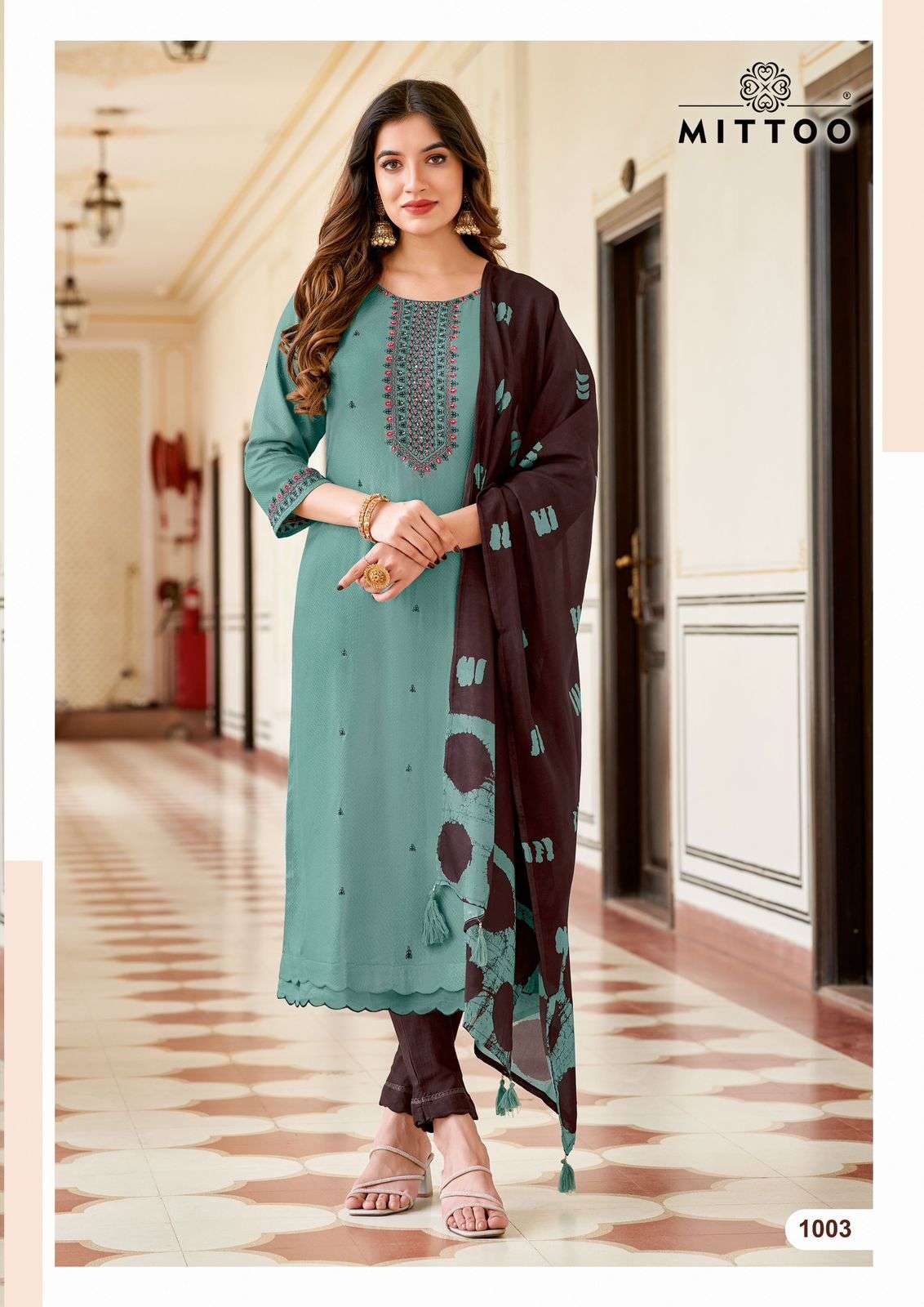 MITTOO APSARA VISCOSE FANCY WORKS KURTI COMBO SET