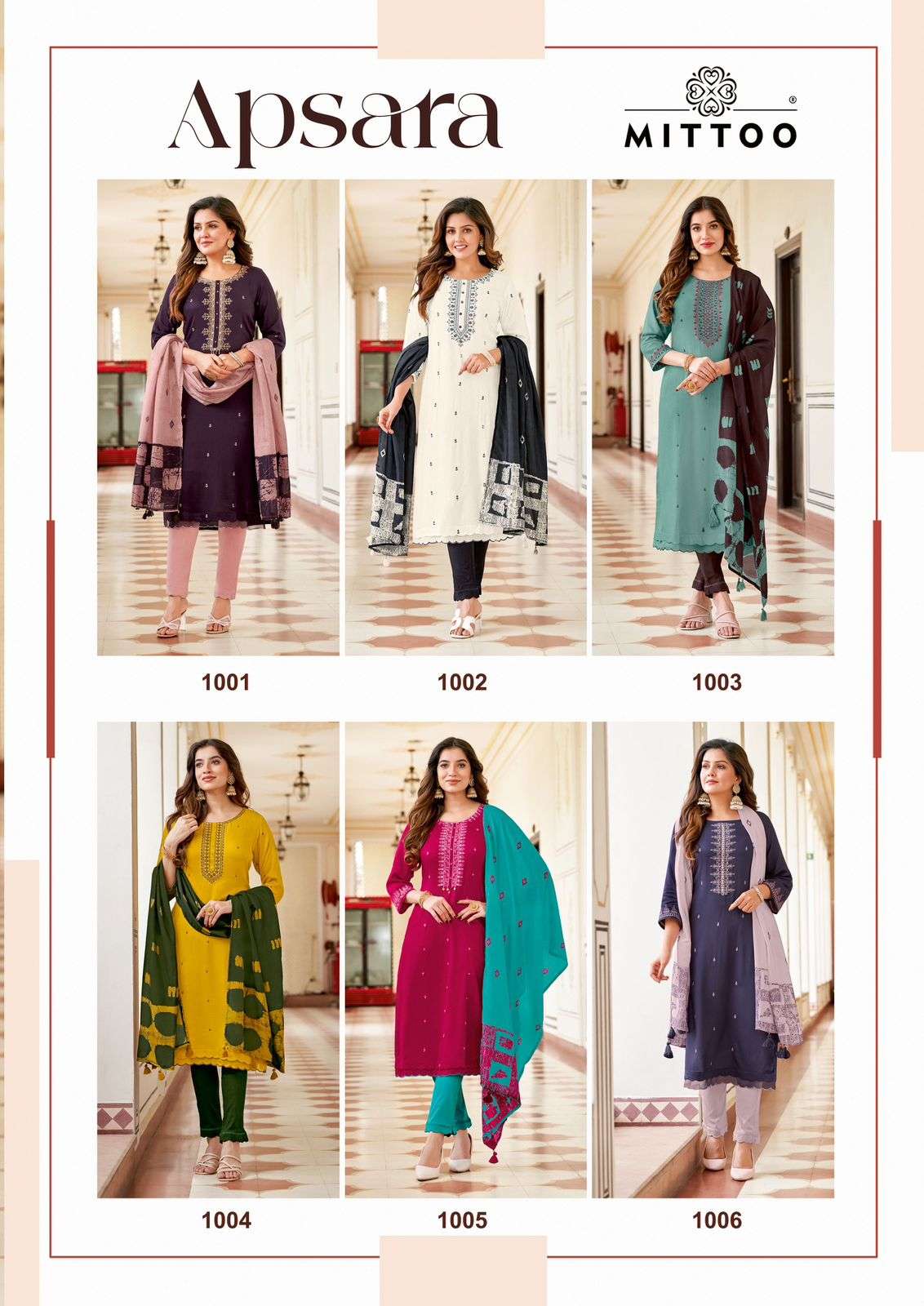 MITTOO APSARA VISCOSE FANCY WORKS KURTI COMBO SET