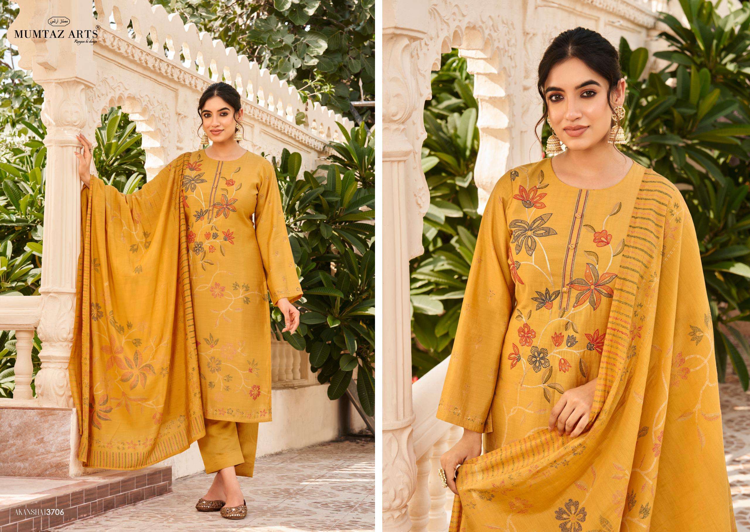 MUMTAZ ARTS AKANSHA VISCOSE PRINT WITH FANCY WORK SUIT