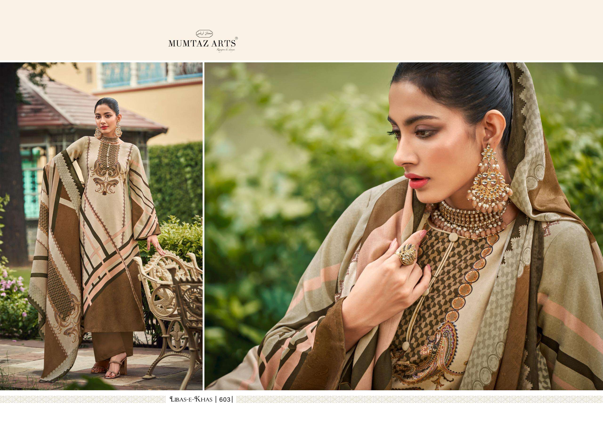 MUMTAZ ARTS LIBAS E KHAS PASHMINA DIGITAL PRINTS WITH WORK SUIT