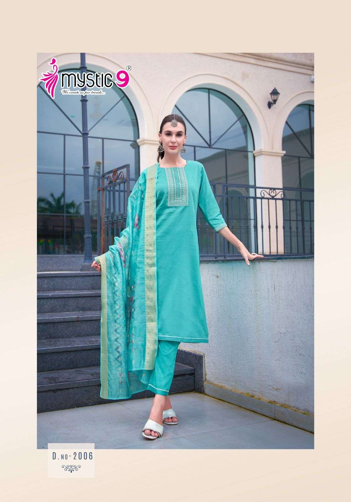 MYSTIC 9 RICH GOLD VOL 2 FANCY WORKS KURTI COMBO SET 