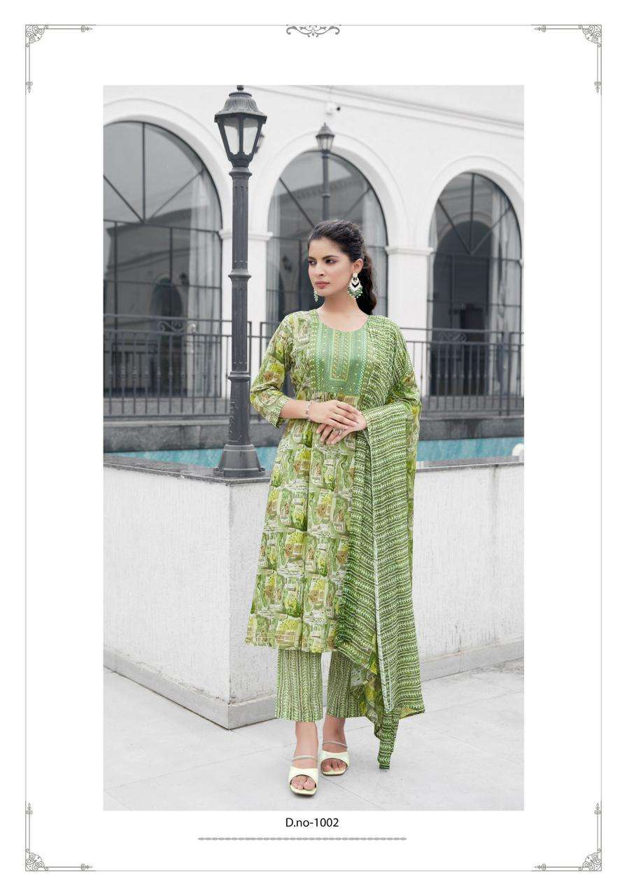 MYSTIC 9  ROOP VOL 1 NAIRA CUT PATTERN FANCY KURTI COMBO SET 