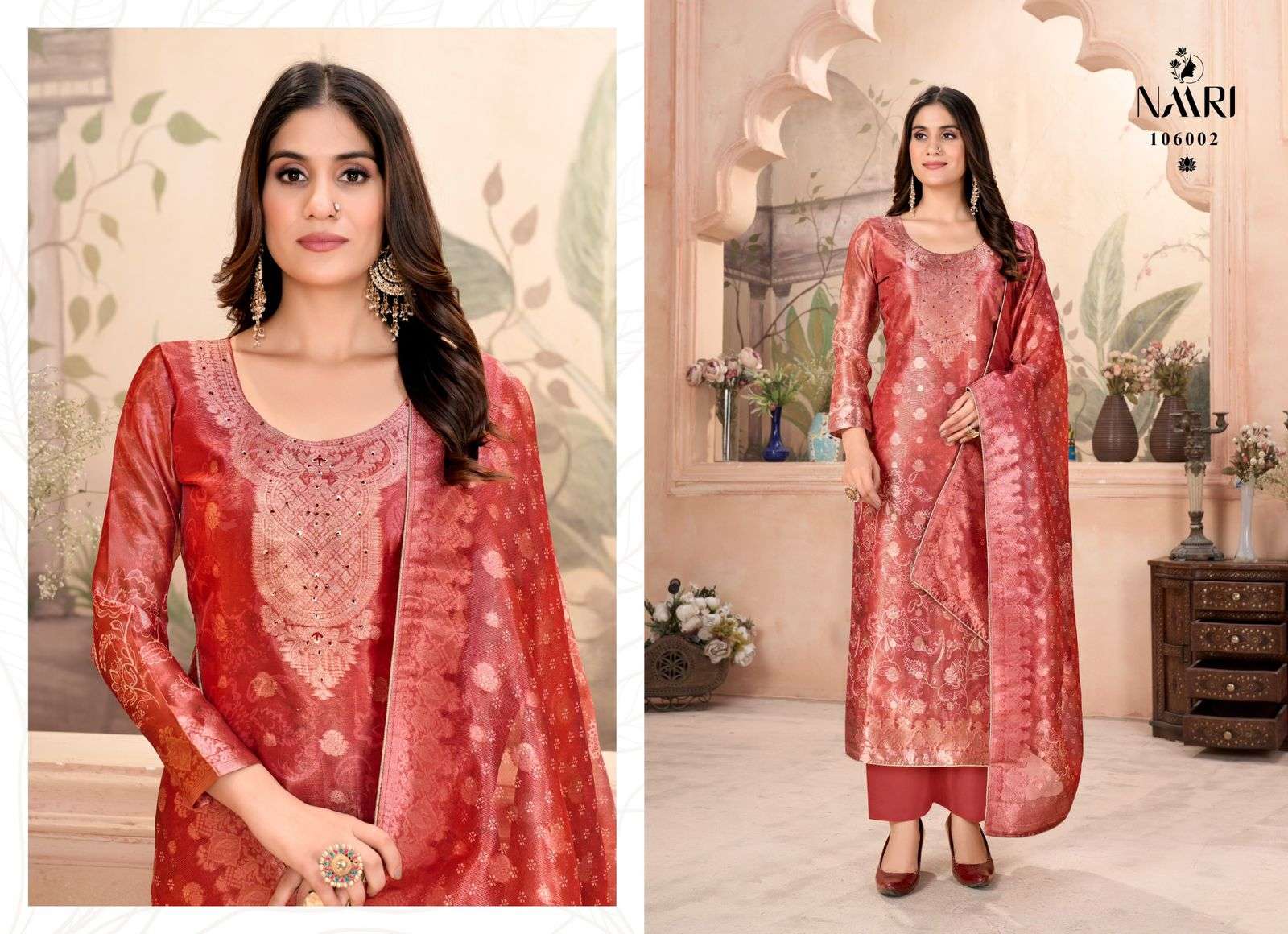 NAARI IBAAS JACQUARD DIGITAL PRINT WITH DESIGNER WORK SUIT