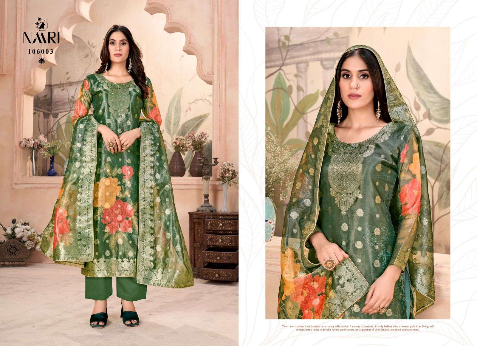 NAARI IBAAS JACQUARD DIGITAL PRINT WITH DESIGNER WORK SUIT