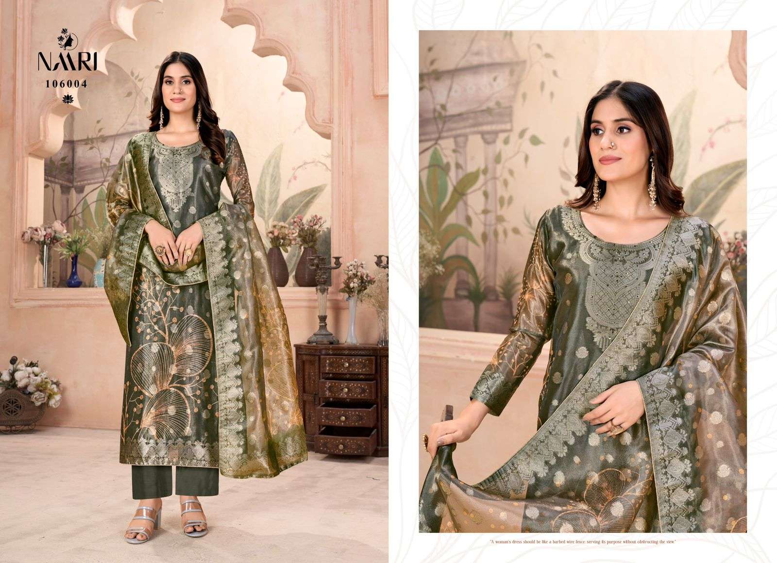 NAARI IBAAS JACQUARD DIGITAL PRINT WITH DESIGNER WORK SUIT