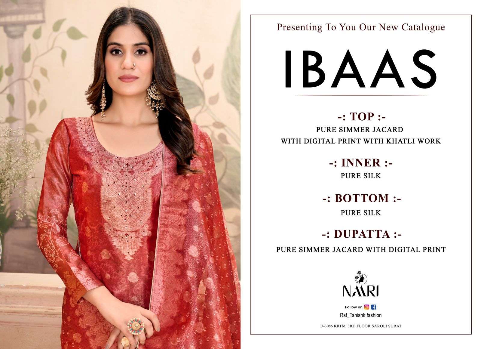 NAARI IBAAS JACQUARD DIGITAL PRINT WITH DESIGNER WORK SUIT