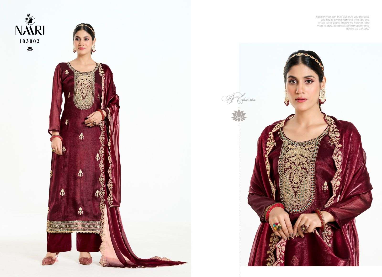 NAARI MAANVI SILK EMBROIDERY WORK SUIT