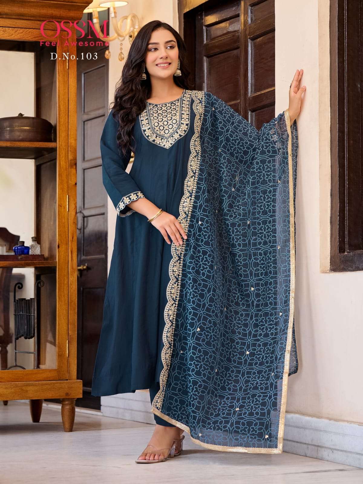 OSSM MANTRA SILK DESIGNER FANCY NAIRA PATTERN KURTI COMBO SET 