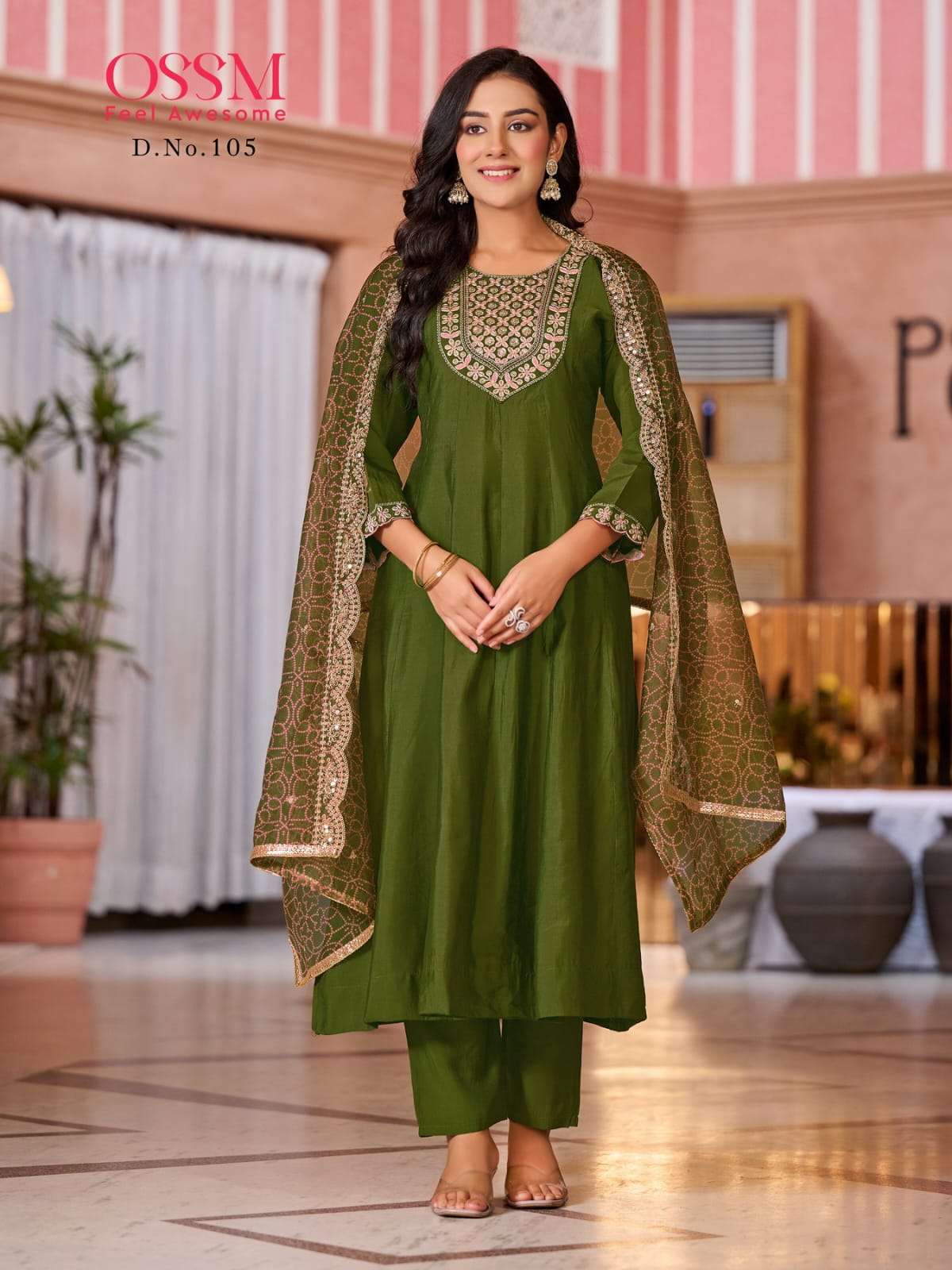 OSSM MANTRA SILK DESIGNER FANCY NAIRA PATTERN KURTI COMBO SET 