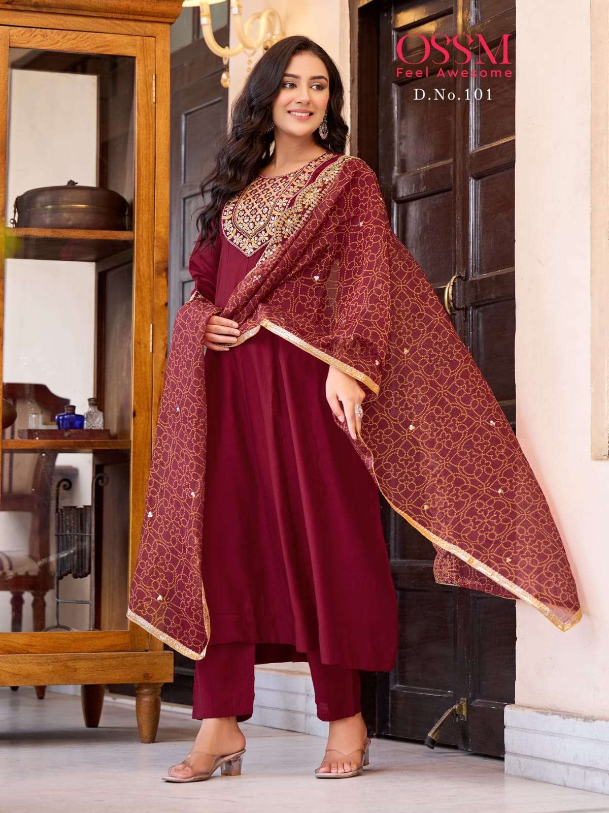 OSSM MANTRA SILK DESIGNER FANCY NAIRA PATTERN KURTI COMBO SET 