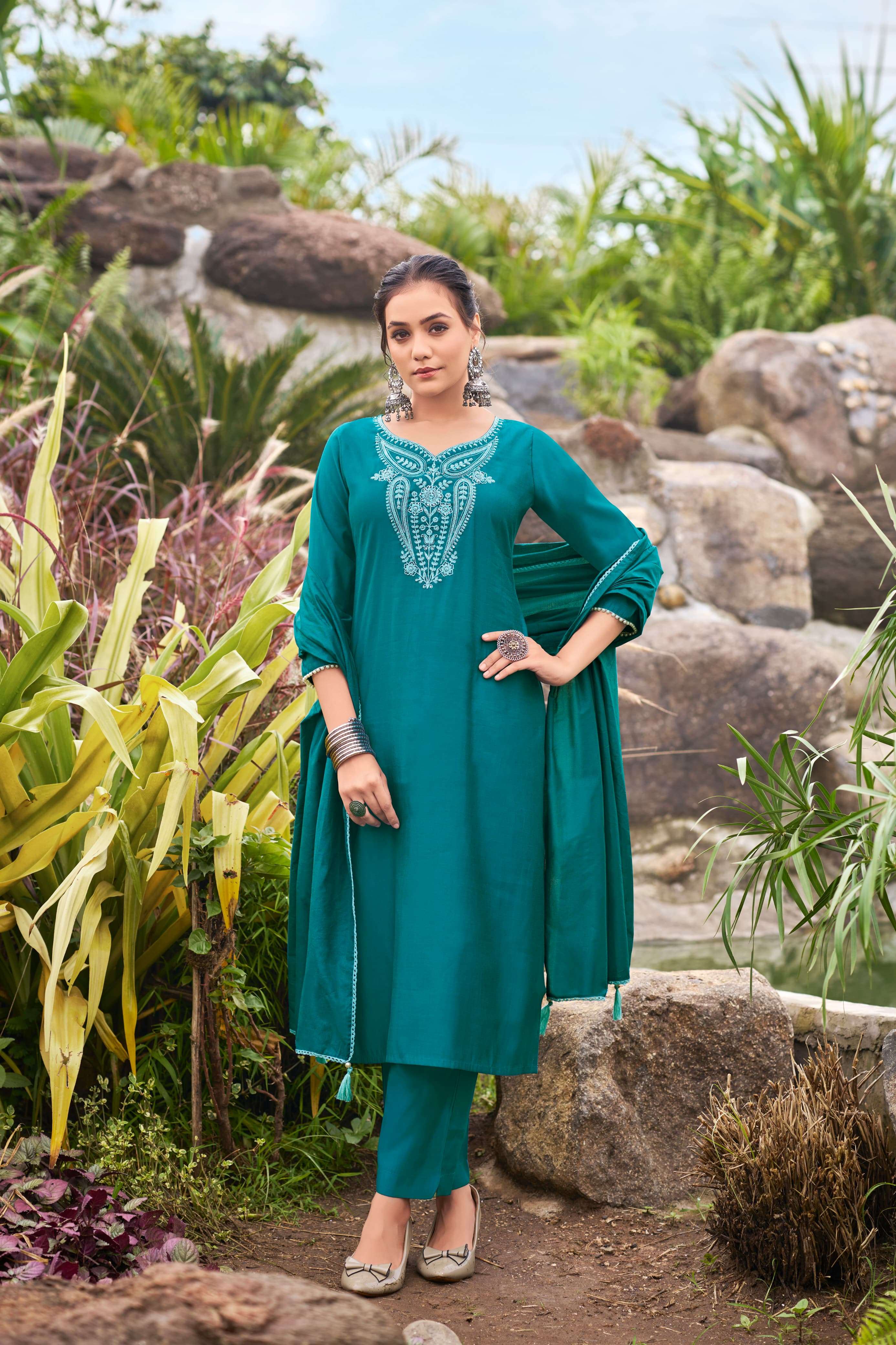 OSSM NARGIS VISCOSE FANCY WORKS KURTI COMBO SET 