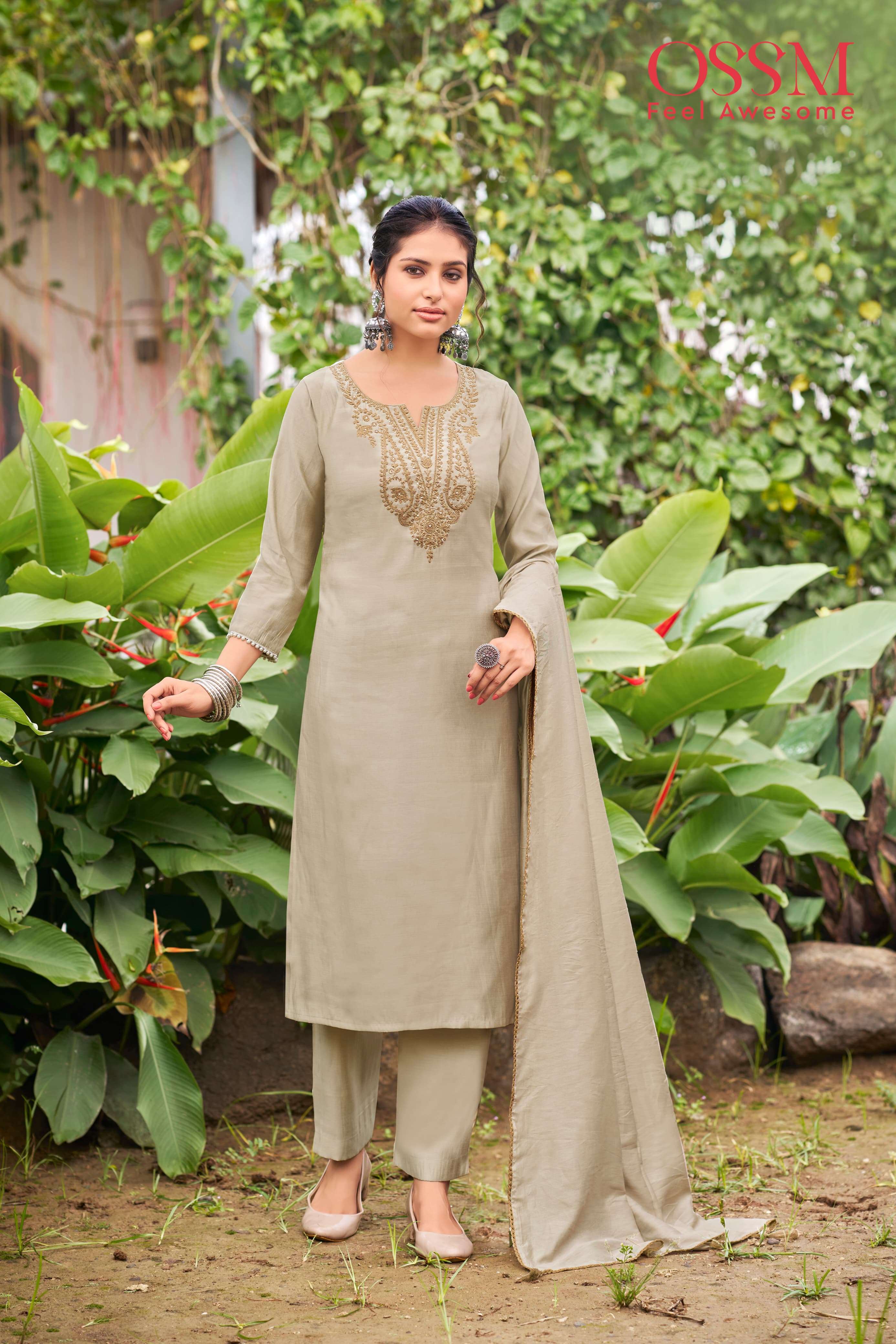 OSSM NARGIS VISCOSE FANCY WORKS KURTI COMBO SET 
