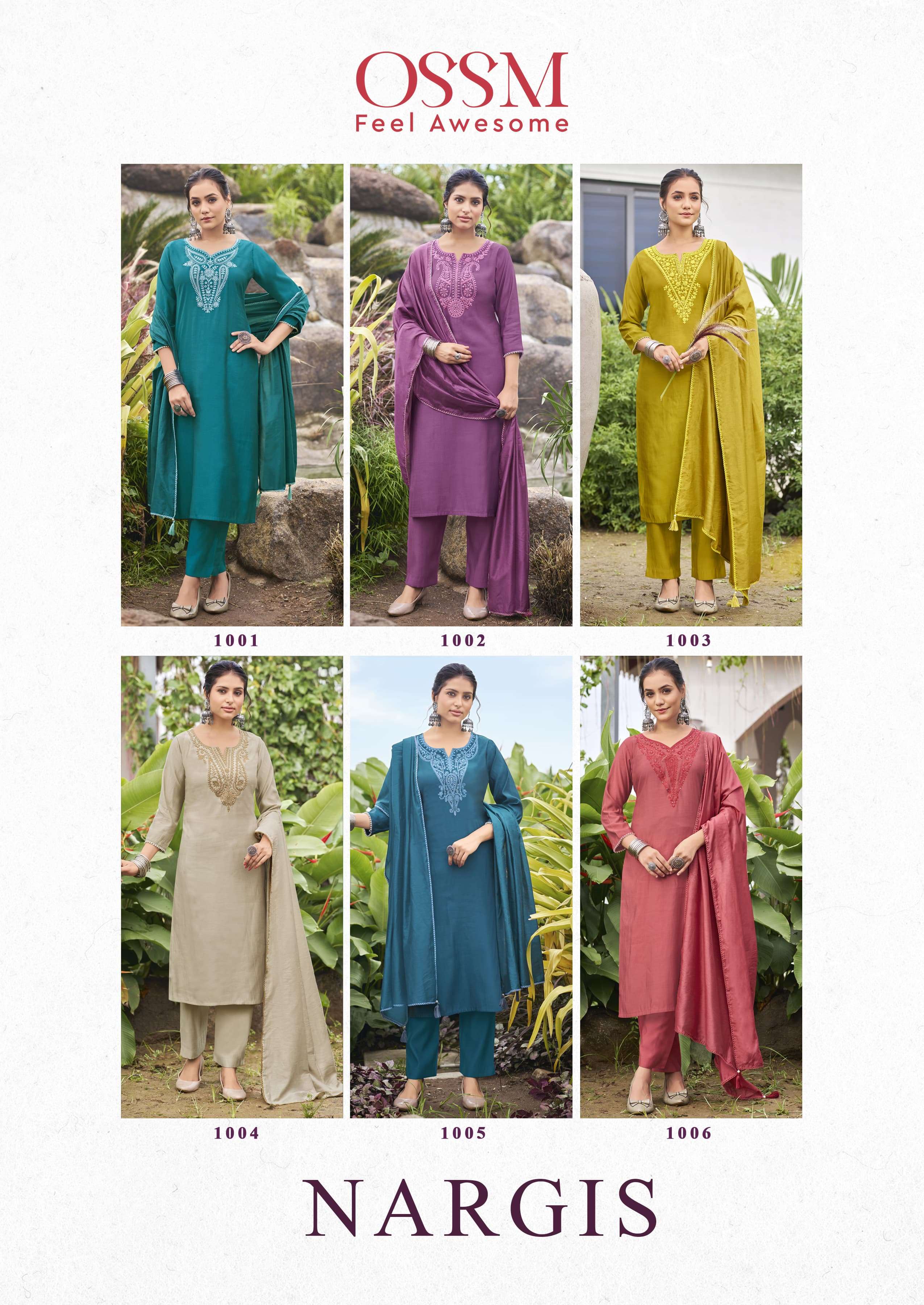 OSSM NARGIS VISCOSE FANCY WORKS KURTI COMBO SET 