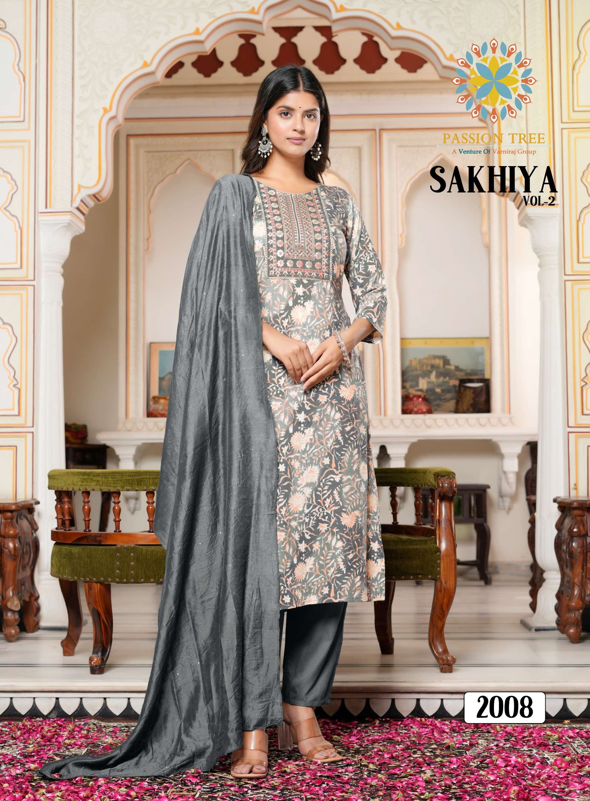 PASSION TREE SAKHIYA VOL 2 STRAIGHT KURTI WITH PANT AND DUPATTA SET 