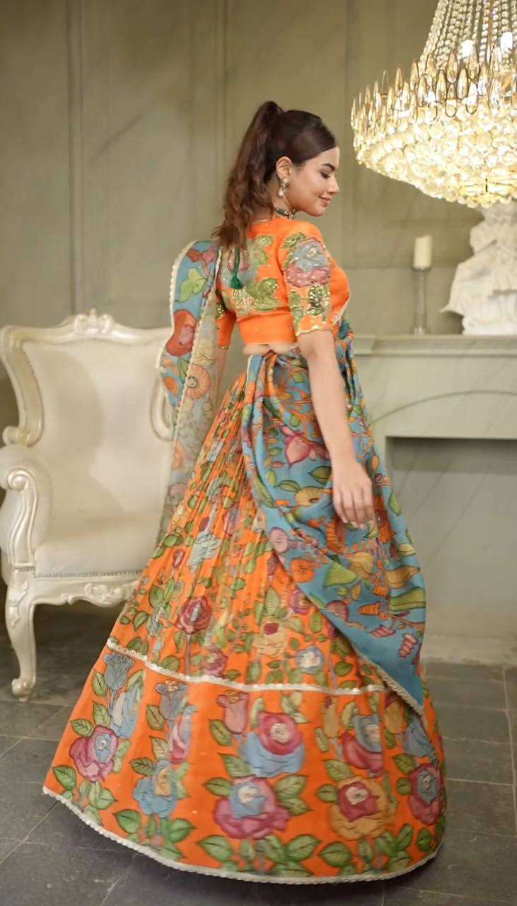 PC 432 KALAMKARI PRINT LEHENGA CHOLI