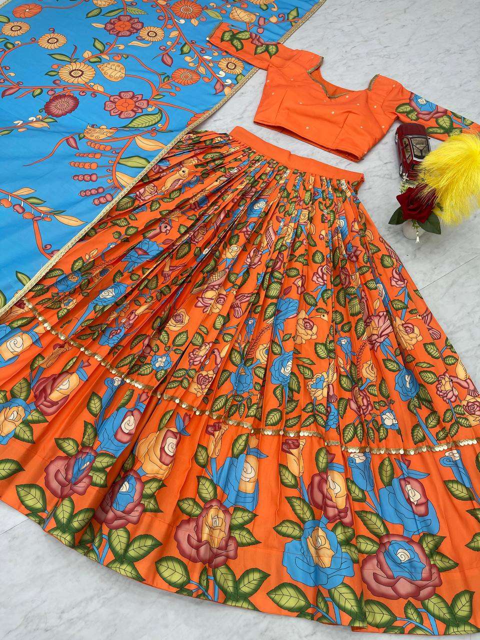PC 432 KALAMKARI PRINT LEHENGA CHOLI